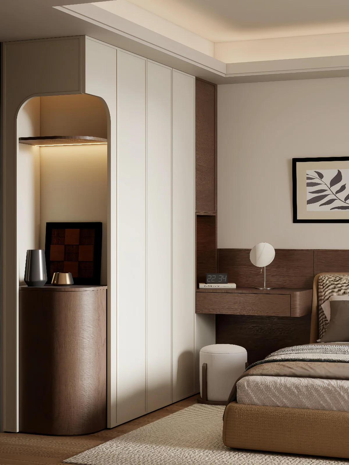 Bedroom wardrobe with dressing table for a Singapore home
