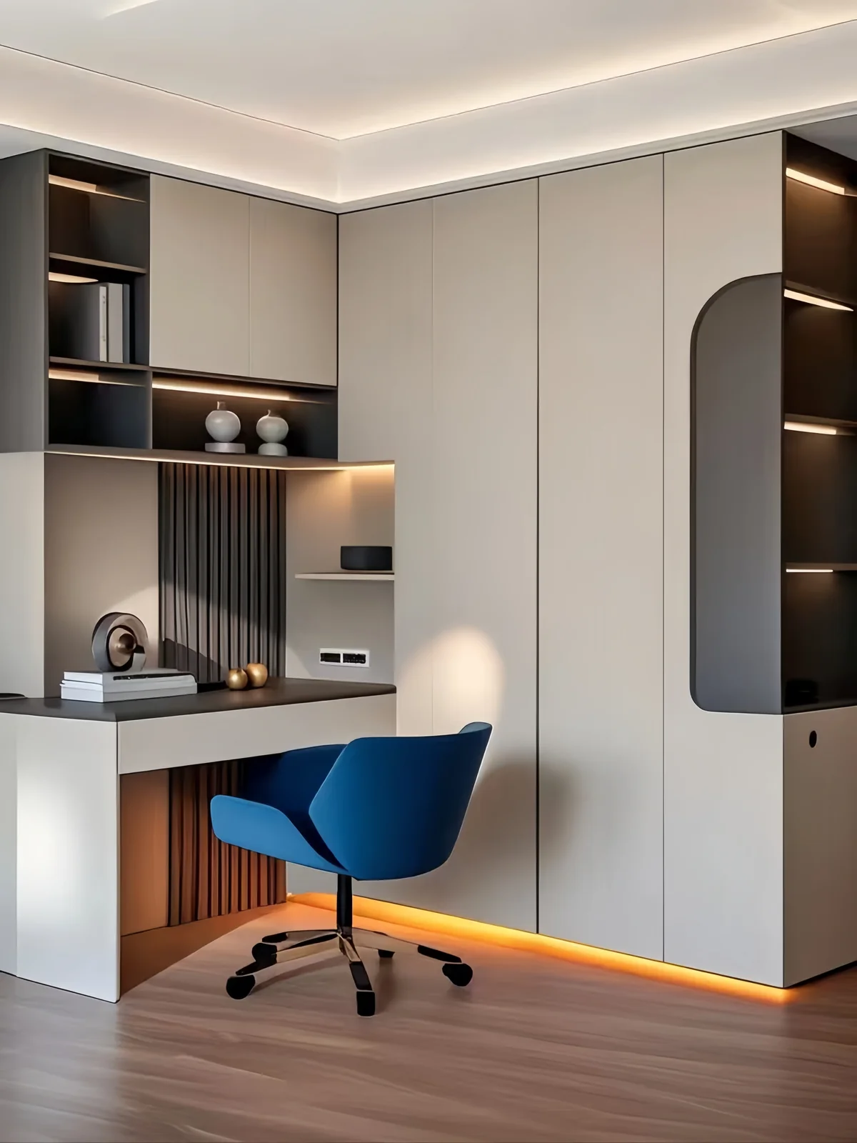 Bedroom wardrobe with dressing table for a Singapore home