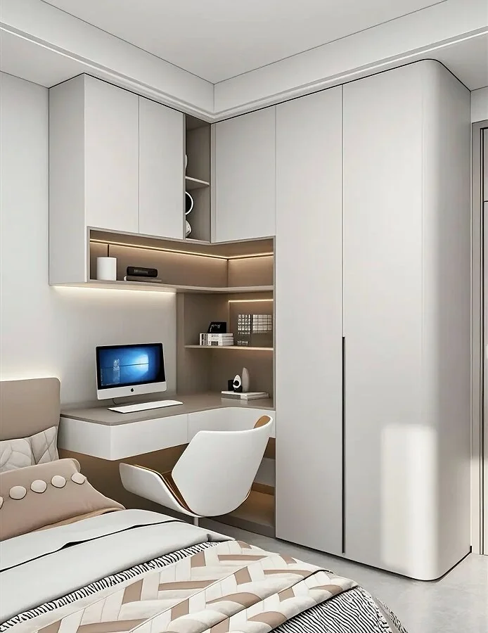 Bedroom wardrobe with dressing table for a Singapore home