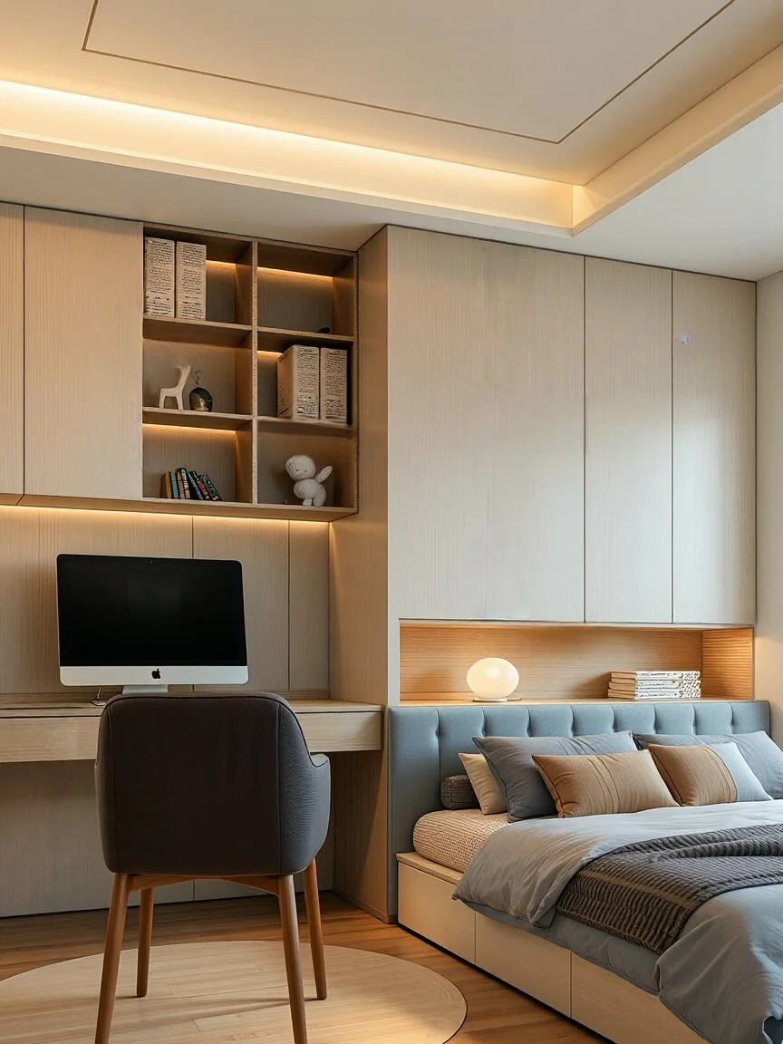 Bedroom wardrobe with dressing table for a Singapore home