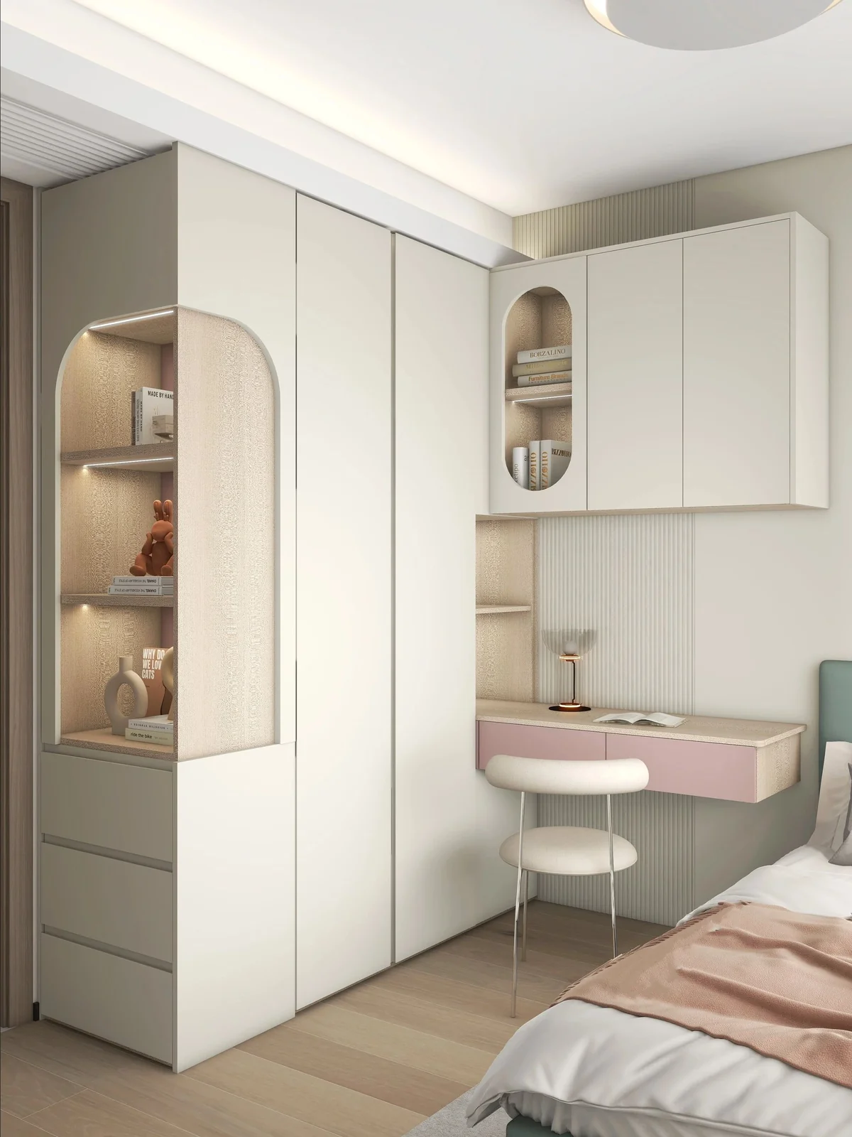 Bedroom wardrobe with dressing table for a Singapore home